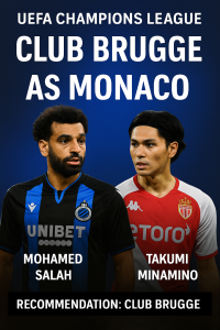 UEFA Champions League: Club Brugge vs AS Monaco – Home Advantage Could Be Decisive