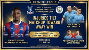 Premier League Crystal Palace vs Manchester City Injuries tilt the matchup toward an away win